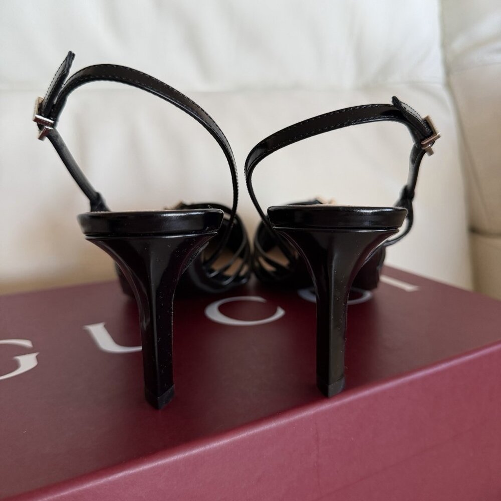 NEW Gucci Seraphine Leather Black Slingback Pumps size 38 Retail $1450 - Picture 7 of 12